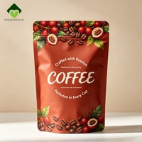 Sachet d'emballage personnalisé pour grains de café, finition mate, doublure en aluminium, pochette verticale avec fermeture éclair et valve pour café moulu