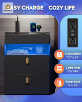 Table de chevet HarmTai avec station de charge et 2 tiroirs