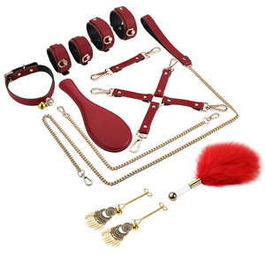 6PCS/8 PCS Handcuffs <strong>Nipple</strong> <strong>Clamps</strong> Whip Spanking Sex Metal Anal Plug <strong>Vibrator</strong> Butt Bdsm Bondage Set for Couples - Product Image 3