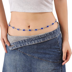 Waist <b>Chain</b> Rhinestone Gemstone <b>Thin</b> Belt For Women European Style Daily Wear Hip Hop Fashion Body <b>Chain</b> - Product Image 2