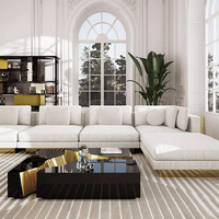 Table basse rectangulaire de luxe, table basse moderne en acier inoxydable pour villa et manoir, table centrale design