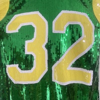 Camiseta de Verano para Mujer Chi Eta Phi, Amarilla y Verde, con Lentejuelas, Estilo Vintage, Ropa de Sororidad, Número XHO 32, Prenda con Lentejuelas