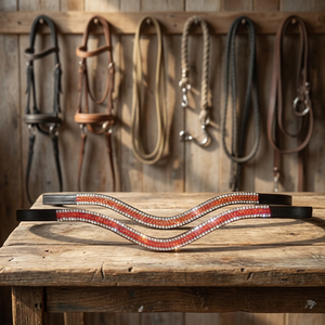 Customizable Leather Horse Bridle Browbands Outdoor Sports Assorted Red White Many Sizes Possible <b>Equestrian</b> Enthusiasts FHS - Product Image 1