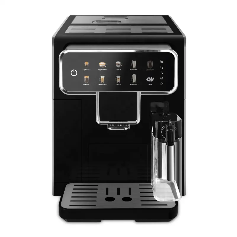 Thema Factory新しいデザインの豆からコーヒーへのタッチスクリーン全自動イタリアエスプレッソコーヒーマシンメーカーミルクボックス付き