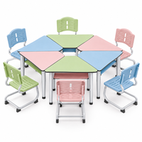 Ensemble table et chaises pour enfants d'âge préscolaire, bords arrondis, sûr et écologique, pour salle d'activités de maternelle et de préscolaire