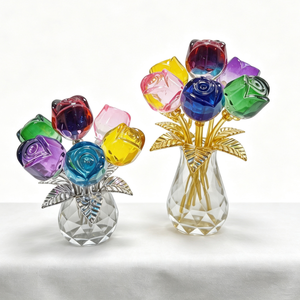 Adorno de Mesa de Cristal con Siete Cabezas de Rosa, Ideal para Regalos de San Valentín y Cumpleaños, Perfecto como Adorno de Cristal - Product Image 3