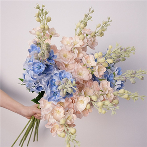 Nuovo Stile Realistico di Delphinium <span class=keywords><strong>Blu</strong></span> e Giacinto Viola in Lattice per Decorazioni Matrimoniali, Festa della Mamma e Laurea - Product Image 1