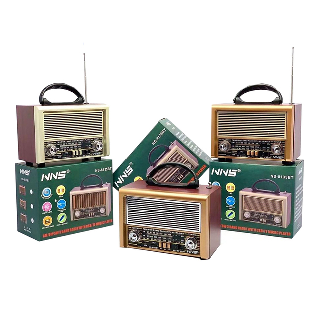 Nns Ns-8133 NS-813bt Good Quality Portable Vintage Radio Home Desktop Plastic AM/FM/SW 3 Band with BT Speaker USB/TF Ns-8133Bt