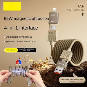 Câble de charge magnétique tout-en-un 65W <span class=keywords><strong>Cordon</strong></span> de charge rapide sans enchevêtrement tressé 4-en-1 pour <span class=keywords><strong>iPhone</strong></span> pour téléphones mobiles Samsung Type-C - Product Image 5