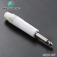 NEUTRIK NP2X-WT 1/4" 6.35mm Konektor Audio Stereo TRS Berlapis Emas untuk Kabel Audio Profesional