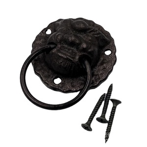 Xinyang Guyi - Timbre de puerta de hierro fundido con cabeza de león, anillo de metal negro para puerta o cajón M-38 - Product Image 1