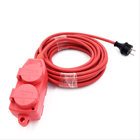 Prise allemande 16A 4 voies 4 prises IP44 étanche pour extérieur en caoutchouc noir/rouge 10m/15m/30m VDE/CE/GS