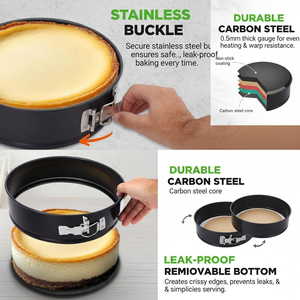 Non-Stick <b>Cake</b> Pan Set 3 Pieces <b>Cake</b> <b>Mold</b> Removable Bottom Carbon Steel Non-stick Tart Pan - Product Image 3