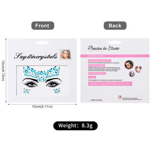 Autocollants de <span class=keywords><strong>tatouage</strong></span> temporaire pour le visage, 5/1 pièces, strass colorés aléatoires, pour femmes, diamants scintillants, impression écologique, fournitures de fête DIY - Product Image 6