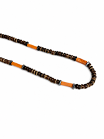 Collier ras du cou en pierre naturelle et coquille de noix de coco, perles et disques en bois, style bohème, avec rallonge pour femme