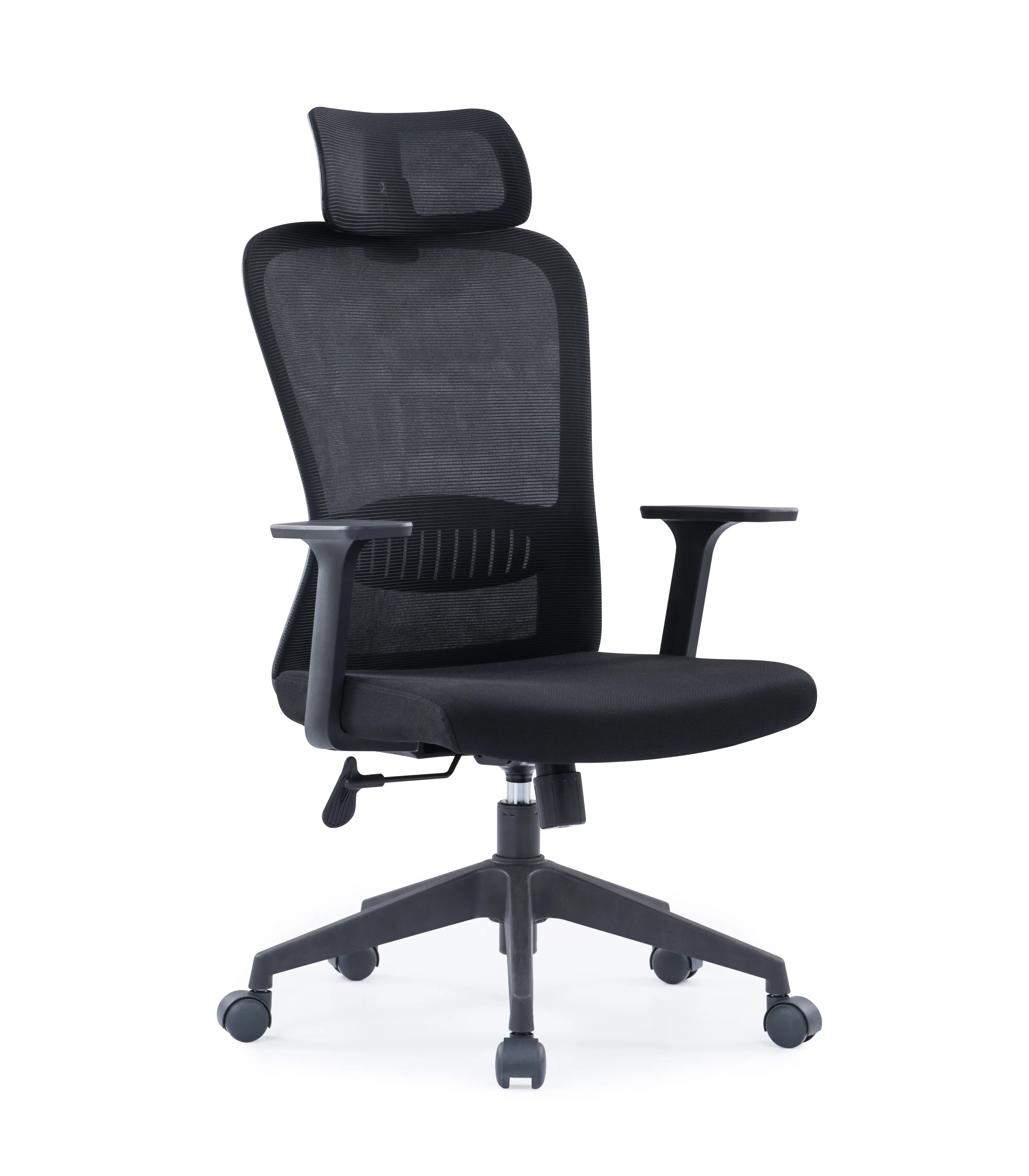 Ergonomic Executive Swivel Black Fabric High Back Mesh Office Chair With Wheels Headrest
