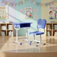 Ensemble de bureau et chaise d'écolier ergonomique pour un seul élève, avec hauteur réglable, dossier solide et structure métallique pour l'apprentissage en classe