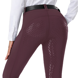 กางเกงขี่ม้าผู้หญิงแบบมีโลโก้ OEM พิมพ์ลายรังผึ้ง มีกระเป๋า 2 ช่อง ซิลิโคนกันลื่นทั้งตัว กันกลิ่น - Product Image 2