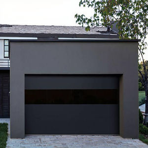 باب مرآب فيلا عصري بتصميم حديث، نافذة علوية متساوية، زجاج مقسى بدون إطار، نظام أمان ووقاية من الحريق أوتوماتيكي - Product Image 1