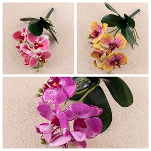ฮารุนะ ฟาแลนนอปซิส กล้วยไม้ประดิษฐ์ ก้านสั้น สีชมพู สีส้ม สีแดงกุหลาบ ตกแต่งบ้านงานแต่งงาน ผ้าพีวีซีเคลือบเงา - Product Image 3