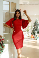 Lo Último en Vestidos de Oficina para Dama con Cuello Redondo y Manga Corta con Volantes, Diseño Elegante y Formal para el Trabajo