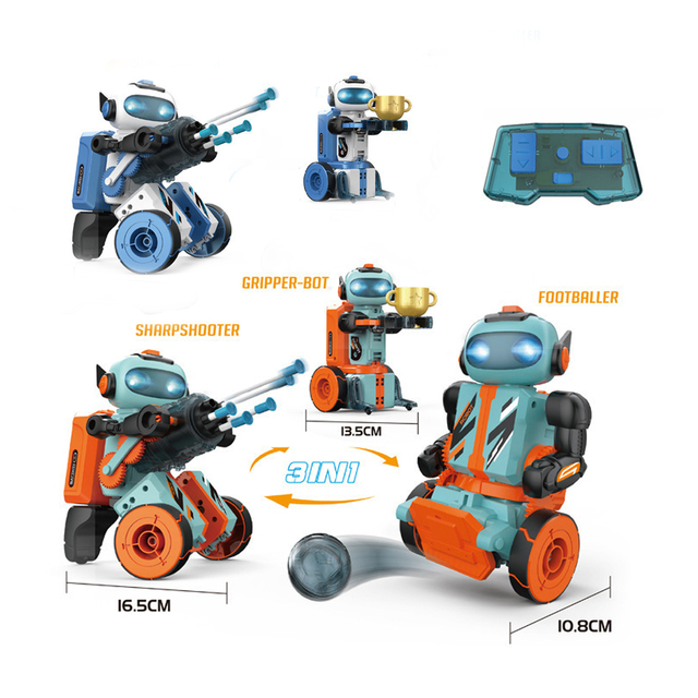 EPT857792 3-In-1Rc Intelligent Assembly Programming Machine Programmable Toy Educational Stem Robot Toy 220-Piece for Ages 7-9