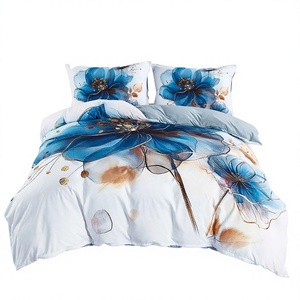 Juego de Ropa de Cama de 3 Piezas con Funda Nórdica de Poliéster, Diseño Floral Abstracto Azul, Estilo Acuarela Moderno, Envío Directo desde la UE, Disponible en Polonia - Product Image 1