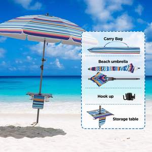 Parasols de plage et de soleil de grande taille 7FT 8.5FT, imperméables, UV50+, en tissu Oxford, inclinables et réglables, avec table pliable - Product Image 3