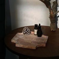 Stonekocc marbre naturel forme irrégulière plateau en travertin rose maison hôtel bureau salle de bain bijoux cosmétiques stockage ornement