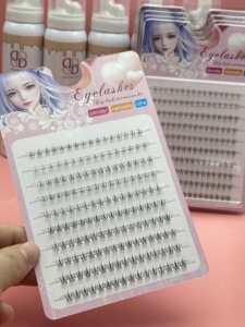 ขนตาปลอมแบบ DIY 10 แถว ขนตาล่างแบบเส้นๆ ปลายแหลม ให้ลุคธรรมชาติ งอนรูปตัว J ขนาด 5-8 มม. ขนตาล่างแบบกลุ่ม - Product Image 5