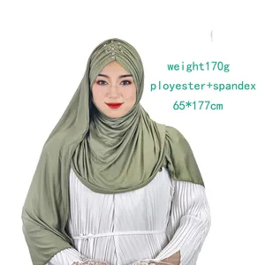 Hot Selling Halskette Instant Hijab mit Anhängern Schal mit Kristall hängen für muslimische Frauen 2024 ethnisch