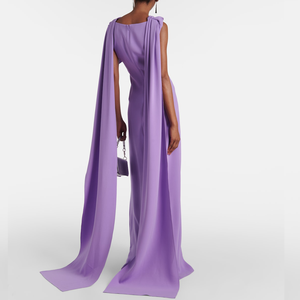 Vente en gros robe longue de couleur unie à manches cape décontractée robe longue de soirée pour femme - Product Image 2