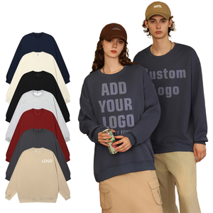 320g Heavyweight <b>Pullover</b> Sweater 3D Embroidery Customizable Logo Round Neck Thick & Warm Winter Oversized Sweatshirt for <b>Men</b> - Product Image 1