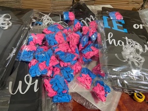 Kit per Festa di Rivelazione del Sesso con Sacchetto per Palloncini Rosa e Blu per Giochi di Baby Shower e Sfondo Fotografico - Product Image 5