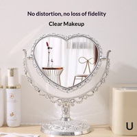 Miroir de coiffeuse double en plastique de style rétro européen, miroir de maquillage style princesse, populaire sur internet