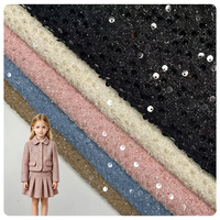 Tissu en tweed 100 % polyester à fil centipède, broderie de grandes paillettes multicolores pour manteau, costume, chapeau, sac personnalisé pour femme