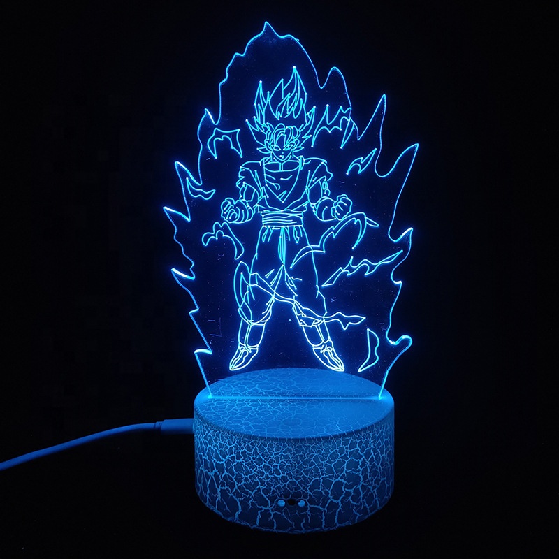 Lampada LED Dragon Ball Goku – Luce Notturna 3D Touch Con 7 Colori – Regalo Anime Per Camera Ragazzi, USB/Batteria