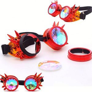 Gafas de Sol Personalizadas con Logotipo Retro para Hombre y Mujer, Coloridas, Estilo Punk, Gafas de Fiesta Góticas Steampunk, Gafas de Caleidoscopio - Product Image 1