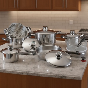 Juego de Utensilios de Cocina de Acero Inoxidable 304/201 de 16 Piezas, Olla y Sartén de Inducción para Cocinar en Casa - Product Image 1