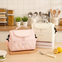 Sac isotherme portable classique en nylon imperméable avec doublure PEVA, pour 2 personnes, idéal pour le bureau, l'école, les repas, les pique-niques et les déjeuners.