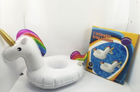 Porte-boisson gonflable flottant en PVC licorne pour fête d'été porte-gobelet amusant pour les ensembles de jouets aquatiques