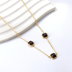 New Fashion Stainless Steel Natural Stone <b>Opal</b> Crystal Square Pendant <b>Necklace</b> for Women Femme Bijoux Acier Inoxydable - Product Image 2