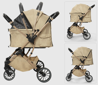 Poussette légère et réglable à 4 roues pour animaux de compagnie, pliable d'une seule main et réversible, pour chiens et chats de petite taille, utilisable en extérieur