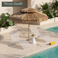 Parasol d'extérieur en aluminium à double toit, imitation paille, design moderne, anti-UV, imperméable, idéal pour cour et jardin
