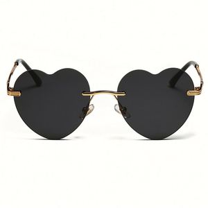 Lunettes de soleil personnalisées avec logo, style rétro, pour hommes et femmes, monture en métal, colorées, sans monture, en forme de cœur, pour femme - Product Image 6