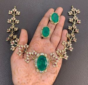 Conjunto de Collar y Pendientes de Lujo con Circonitas y Piedras para Mujer, Joyería de Diseño, Moda, para Bodas y Fiestas, Venta al por Mayor - Product Image 4
