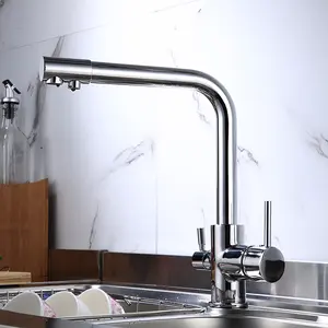 Grifo purificador de agua 3 en 1, moderno, negro, caliente y frío, un solo orificio, 360 grados, para fregadero de cocina