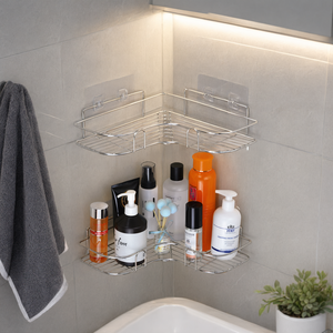 <b>Stainless</b> <b>Steel</b> Triangle Corner <b>Shelf</b> Rack No Drilling Waterproof <b>Kitchen</b> Bathroom Storage Organizer - Product Image 2