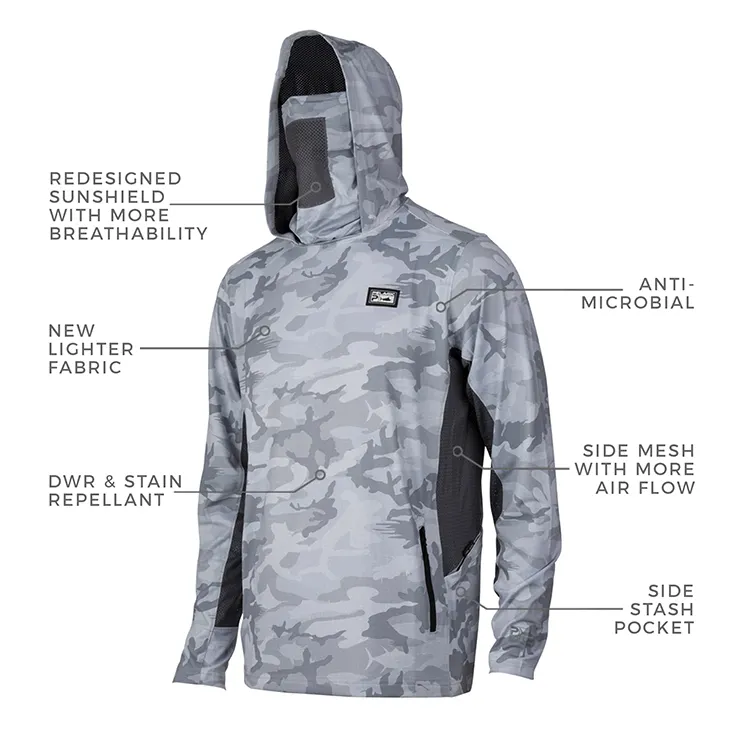 Fishing Clothing Fishing Hoodie Camouflage Polyester Quick Dry Breathable UPF50+ Fishing Clothing Hoodie