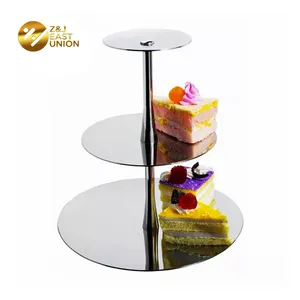 3 طبقات أنيقة حاملة كعكات الاكريليك مع قاعدة الغذاء الصف كعكة عرض موقف لحفل الزفاف